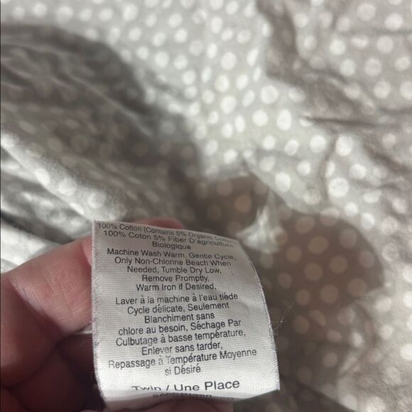 Pottery barn teen twin size sheet set top flat mini polka dot grey white cotton - Picture 4 of 4